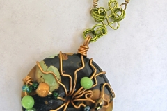 Wire and Bead Wrapped Donut Necklace 1 - WirednTwistednStoned - No Longer in Stock