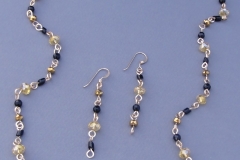 Black & Gold Simple Loop Necklace & Earrings 1 - WirednTwistednStoned