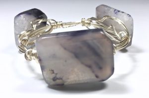 Amethyst & Silver Bangle Bracelet