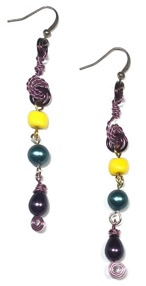 Purple, Yellow & Blue Pearl Earrings