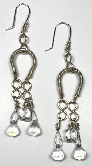 Crystal Clear & Silver Coiled Horseshoe Earrings