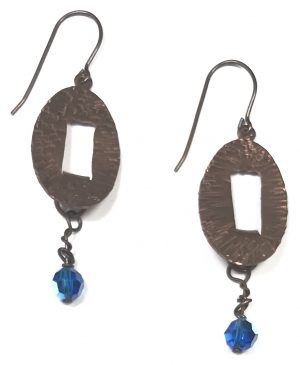 Copper Windows With Crystals Earrings