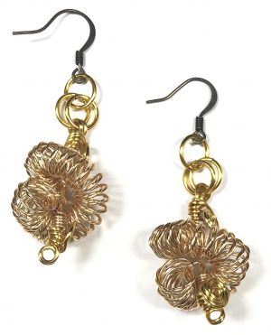 Gold Worm Bead Earrings
