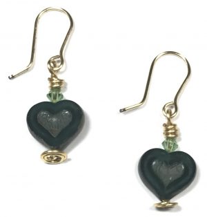Crystal Green Heart Earrings